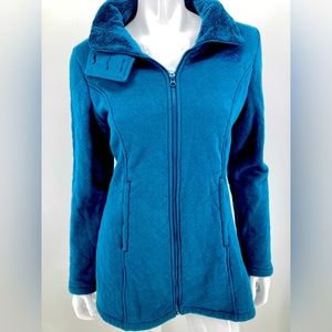 North Face Winter Lined Cotton Winter Coat Size M Blue Zippered Gently Used